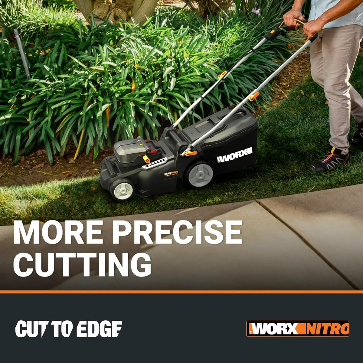 WORX Nitro 40V 16″ Cordless Lawn Mower w/Brushless Motor 2.0 & Intellicut